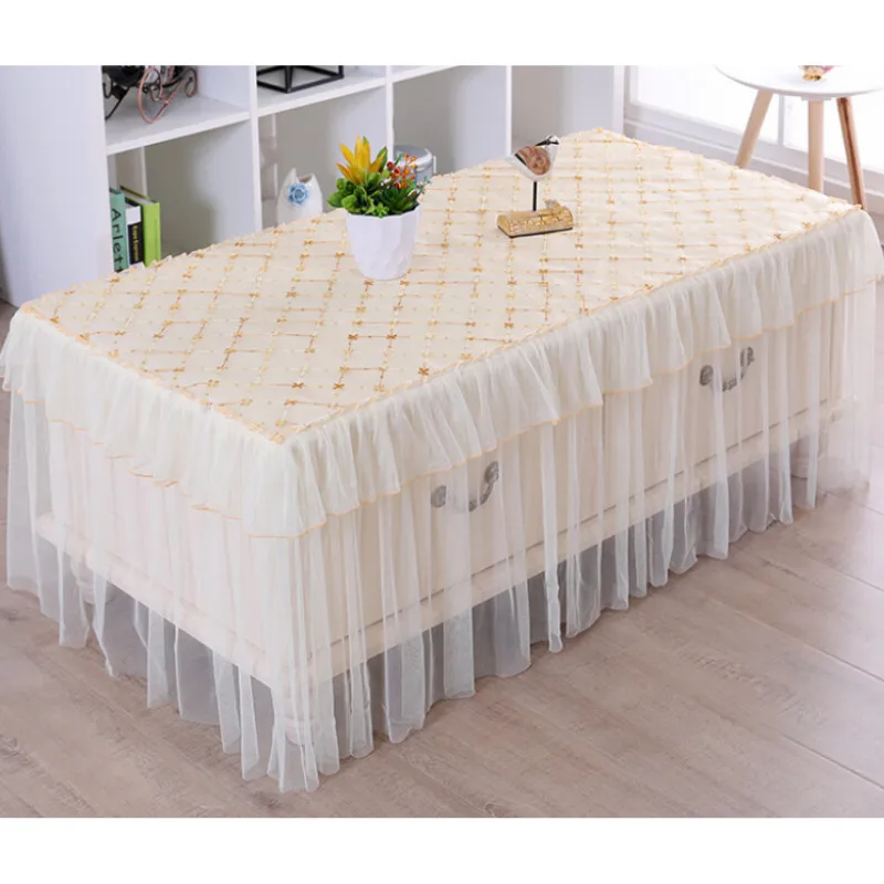 Vintage Lace Tablecloth Floral Table Runner Cloth Cover Wedding Party Decor - Цвет: Beige 60x120cm
