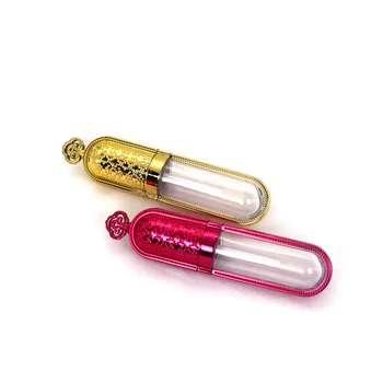 

1pcs golden plastic transparent crown lip gloss tube makeup lipgloss stick container with carton paper box