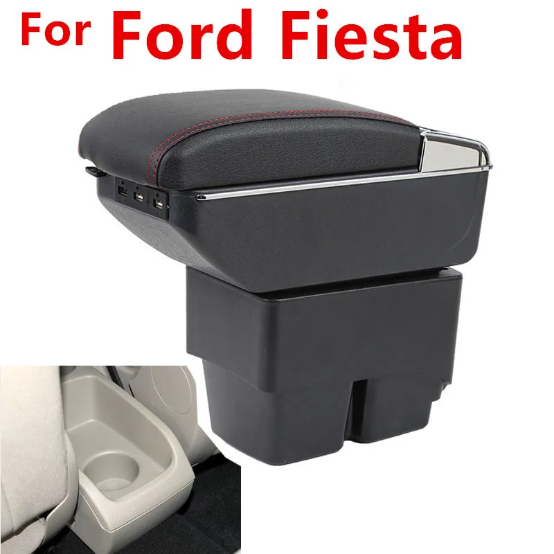 Фото Для Ford Fiesta 2009-2017 центральный пульт коробка для хранения кожаный двухслойный