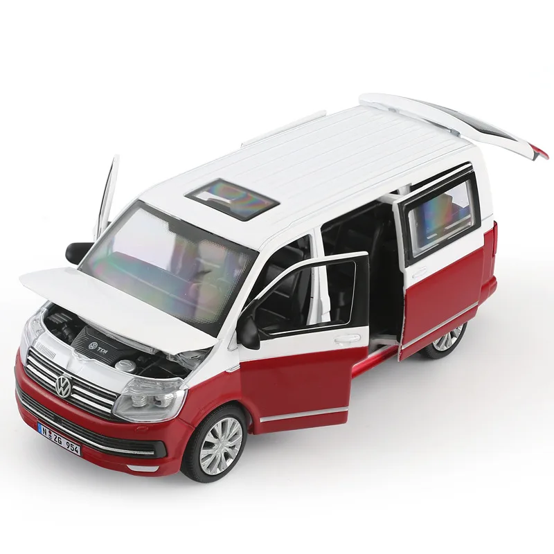 Diecast Коллекционная 1:32 электронная мигающая модель машины сплав Игрушечная машина игрушки для детей T6 Multivan MPV бизнес Ван