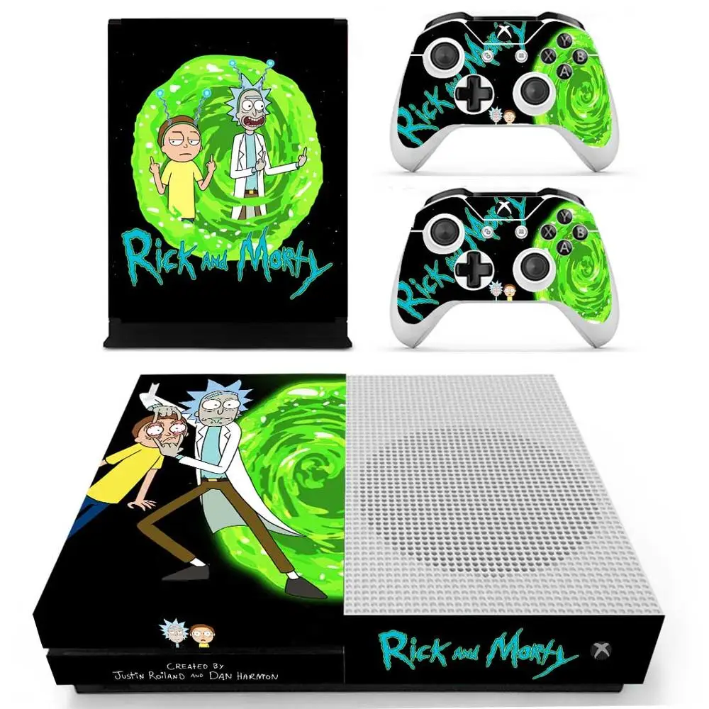 YS-xboxoneS-1636 Наклейки Rick and Morty s для Xbox One S виниловые наклейки для кожи Pegatina для Xbox one тонкая консоль и два контроллера шкуры - Цвет: YS-xboxoneS-1636