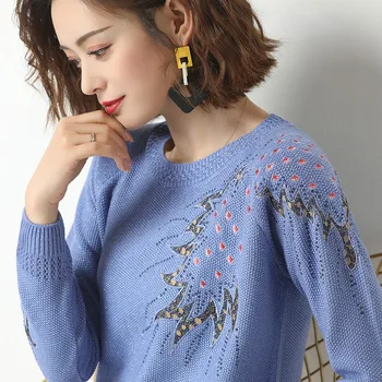 

Y New Style Autumn Large Size Sweater Female Thin Versatile Jacket Style Outer Wear Hollow out Sweater Autumn