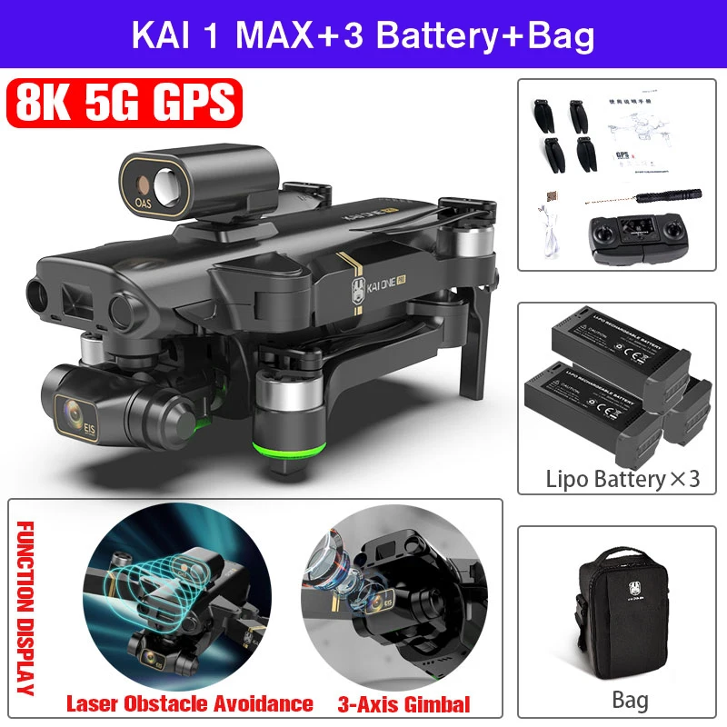 KAIONE Pro/Max GPS Drone 8K HD Dual Camera Three-axis gimbal Brushless Motor With 5G Wifi Quadcopter VS SG906 MAX F11S 4K Pro koome quadrone 4ch remote control RC Quadcopter