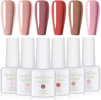 

AwsmColor Gel Nail Polish Set, Fall Color sets UV LED Soak off Nail Gel Kit, Neutral Paint Wall Furniture Home Interior Color