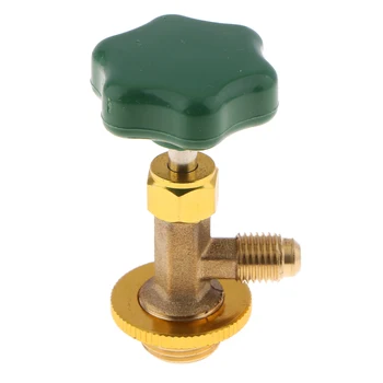 

R134A Gas Valve Bottle Opener Tool 1/2 SAE Thread Connector Adapter Green