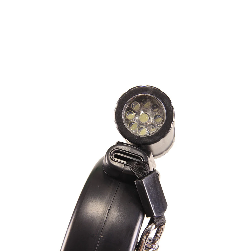 multi-function retractable dog leash with garbage bags LED light 4.5 meters automatic traction rope black