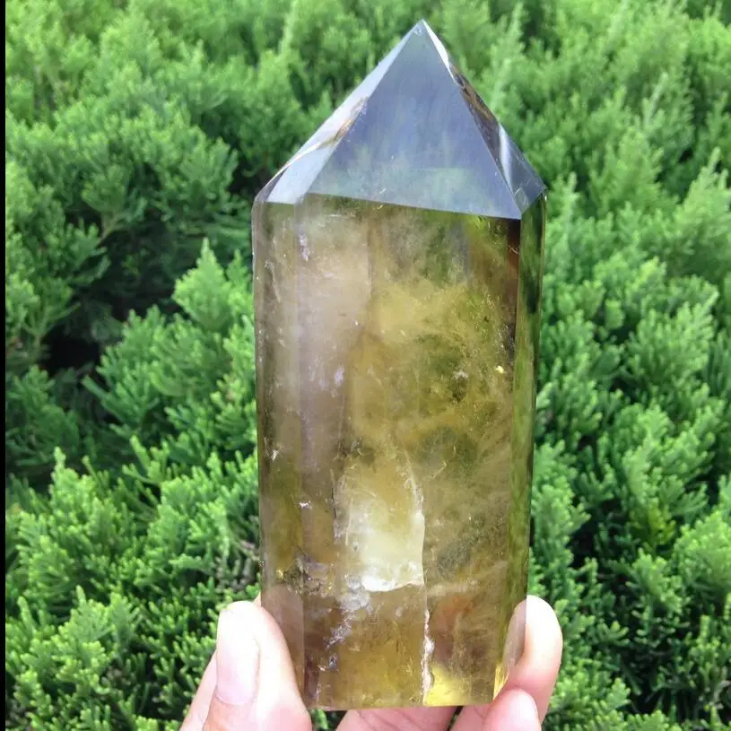 Yu66shun080++ натуральный прозрачный кристалл кварца ТОЧКА огранки полированный Исцеление Китай E807