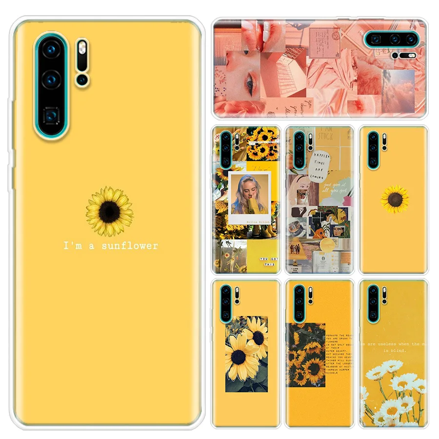 Желтый чехол для телефона с подсолнухом Huawei P10 P20 P30 P40 Lite Pro P30Lite Mate 20 P SMART Z 2018 2019 |