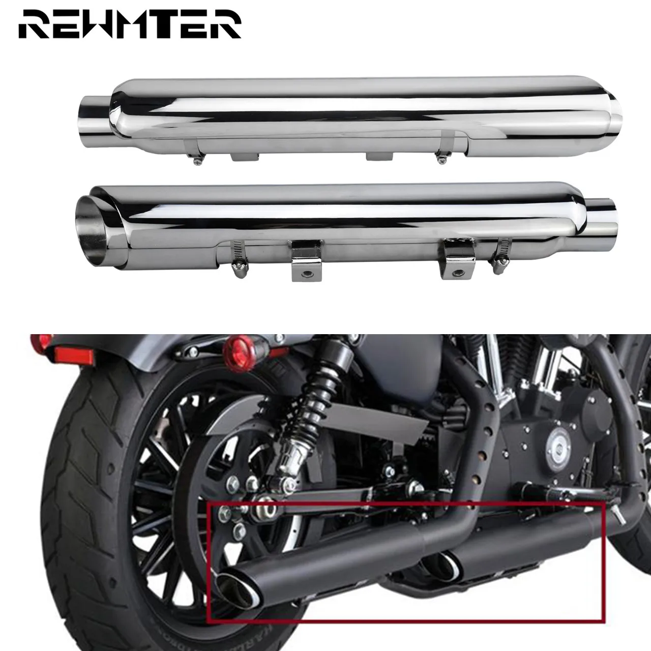 Кожаные Мотоциклетные Sportster слипоны глушитель выхлопной трубы с теплозащитный экран хром для Harley Sportster- 883 1200 72 Вт/48 моделей