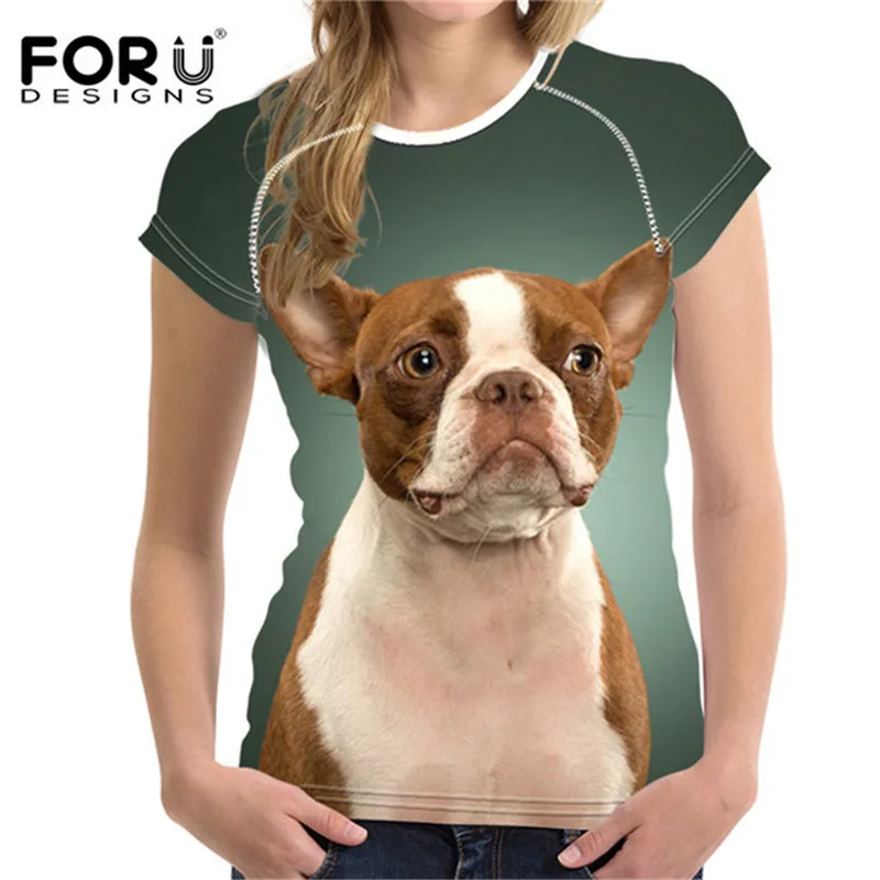 

FORUDESIGNS 3D Schnauzer Corgi Pug Women T Shirt Tees Woman Tops Elastic Ladies Basic Shirt For Girl Female T-shirt Size S-XXL