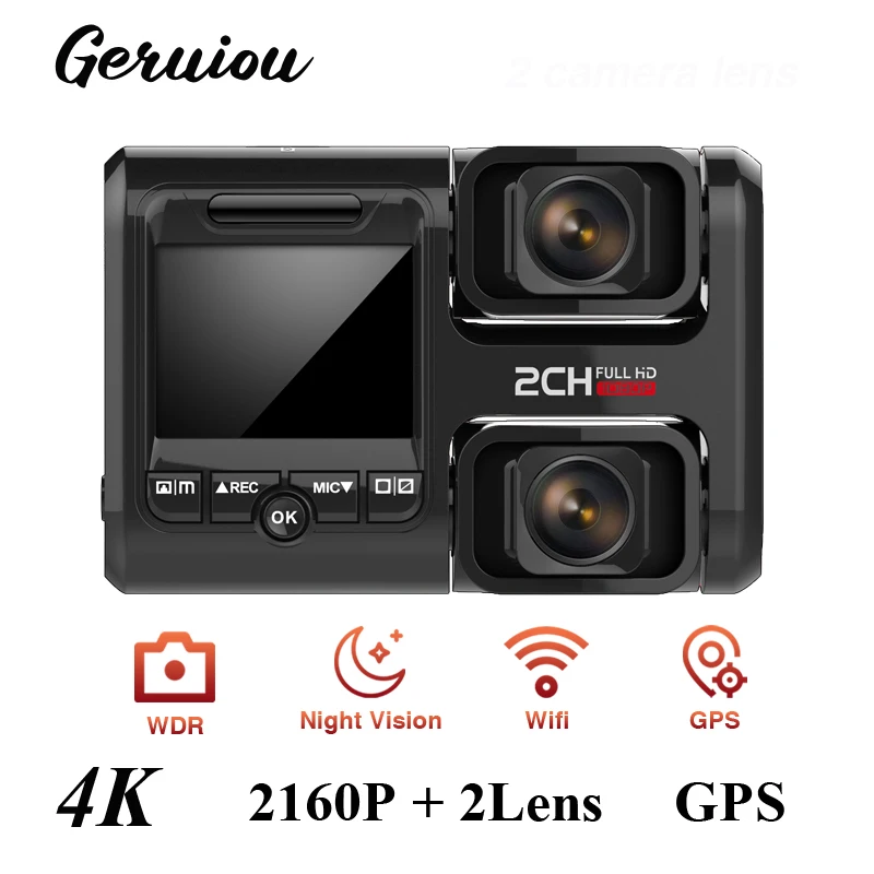 GERUIOU J07 4k видеорегистратор с двумя объективами sony IMX323 автомобильная камера