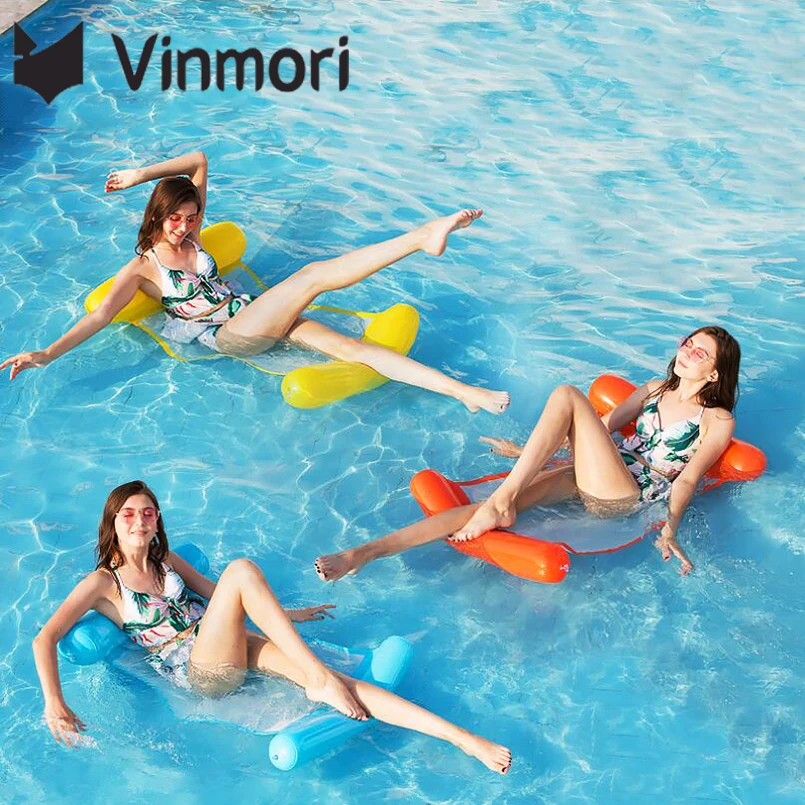 

Vinmori Floating Bed Foldable Dual-use Backrest Floating Row For Swimming Air Mattresses Hammock With Net For Swimming Pool