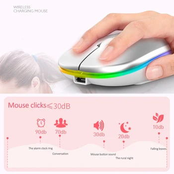

Wireless Mouse Super Silent Dual Mode Bluetooth 5.0 + 2.4Gh Rechargeable Ergonomic Gaming Mouse For Computer PC Laptop