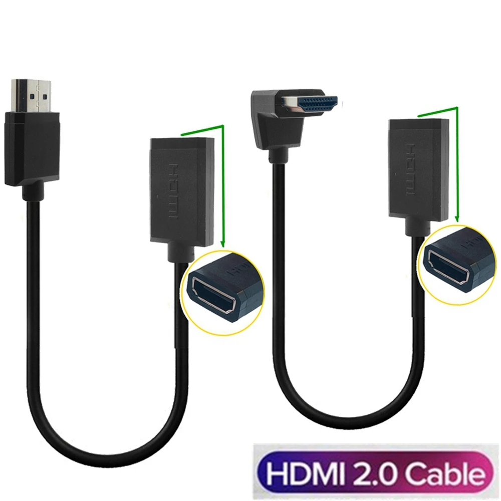 

Кабель-удлинитель OD3.0 4K60HZ HDMI2.0, угловой, 90 градусов, L-тип, высокое разрешение, штекер-гнездо