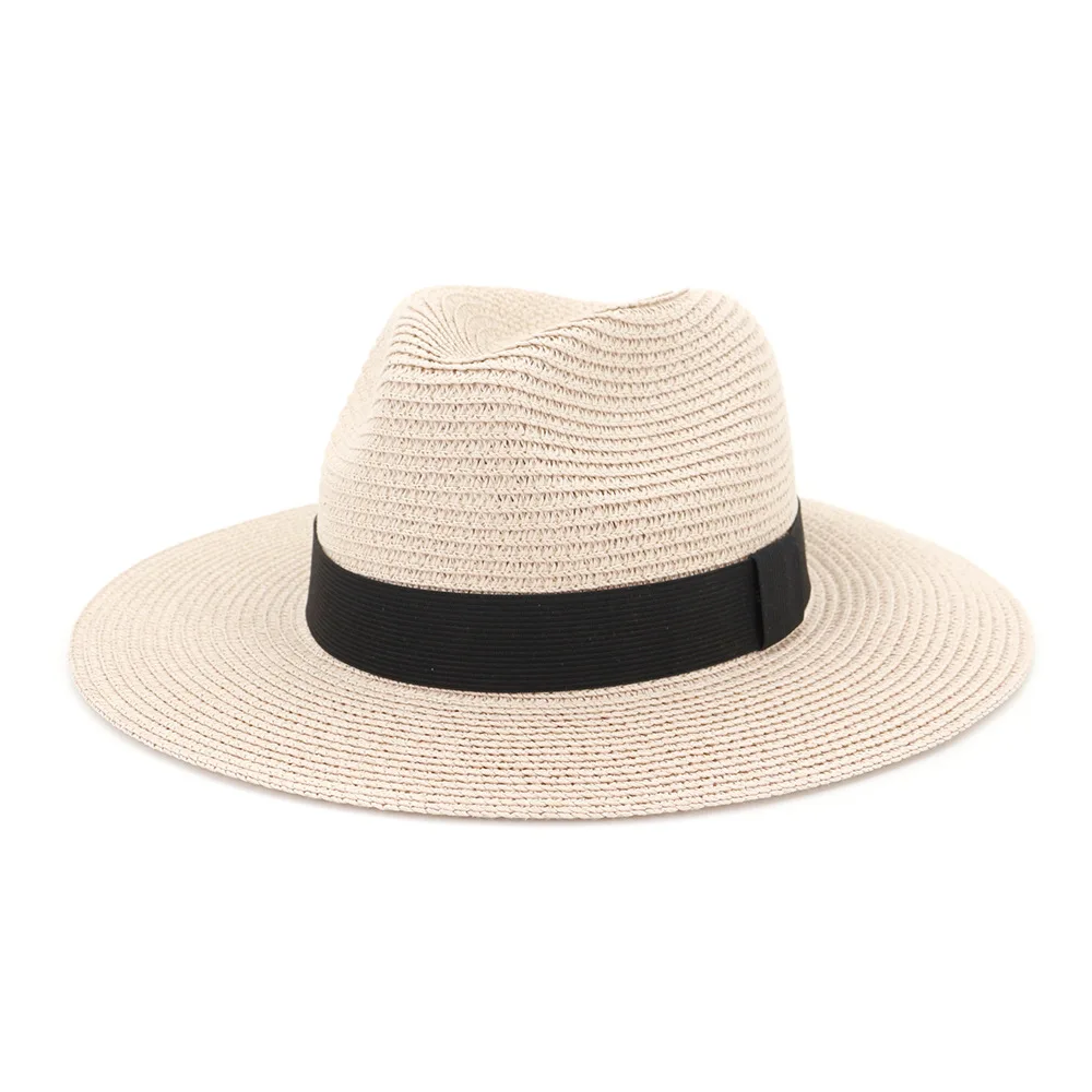 Ladies jazz straw hat outdoor sun hat straw hat outdoor summer hat personalized bonnet HA03 - Цвет: off-white