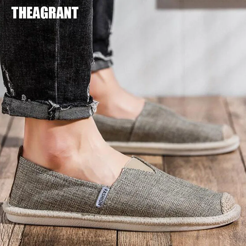 

Мужские туфли в стиле рыбака, сезон весна 2022, традиционные дышащие льняные лоферы на плоской подошве, легкая повседневная мужская обувь без застежки MFS3027