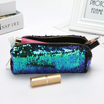 

Fashion High Quality Double Color Sequins Handbag Cosmetic Bag Makeup Pouch Women Girl's Pencil Bags