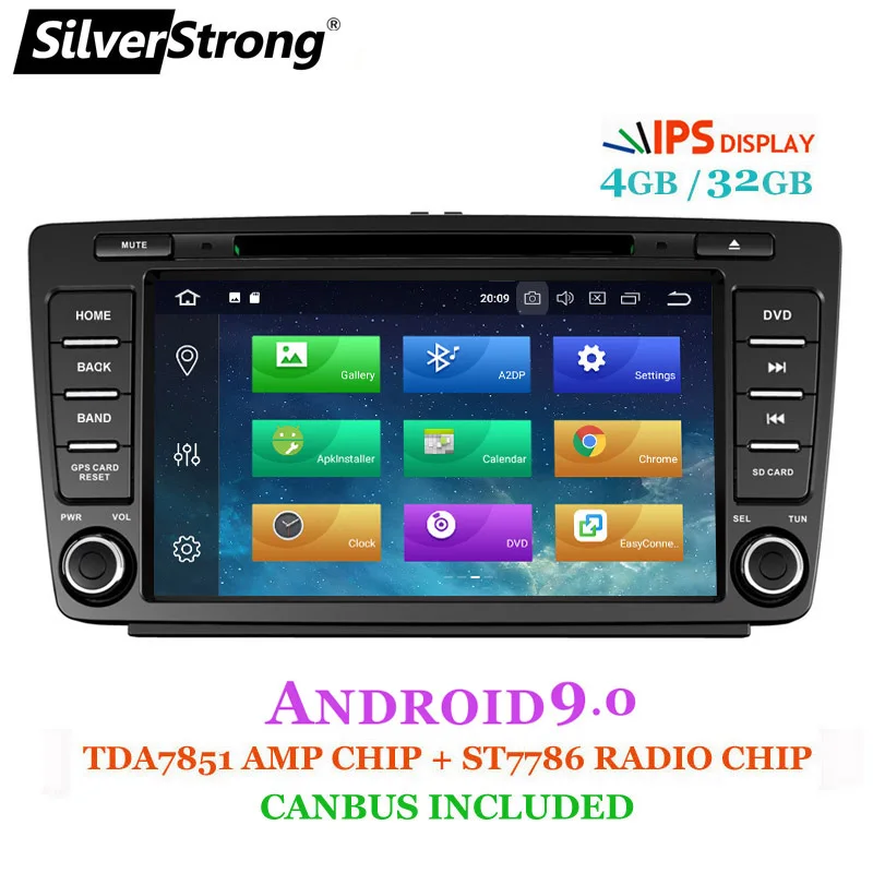 Cheap SilverStrong IPS Car 2din Octavia2 Android9.0 CAR DVD for Skoda Octavia 2 A5 DSP with 4G+32G CANBUS Octavia2 DAB+ OBD 1