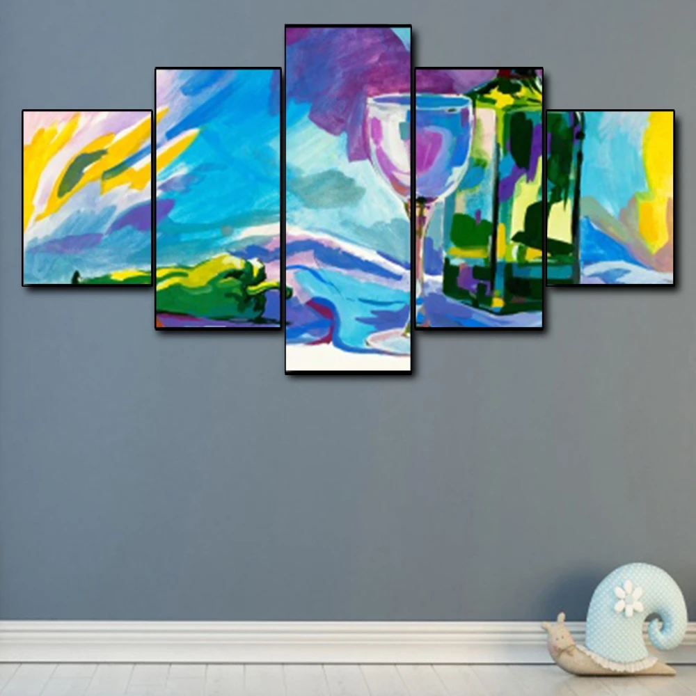 Canvas Art Oil Painting Wine glasses and bottles Abstract Art Poster Picture Wall Decor Modern Home Decoration For Living room Canvas Art Oil Painting Wine glasses and bottles Abstract Art Poster Picture Wall Decor Modern Home Decoration For Living room