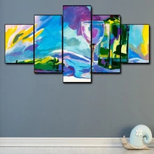 Canvas Art Oil Painting Wine glasses and bottles Abstract Art Poster Picture Wall Decor Modern Home Decoration For Living room