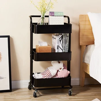 

3 Tier Home Storage Cart Mobile Shelving Unit Organizer Slide Out Storage Rolling Utility Cart Rack for Kitchen Bathroom