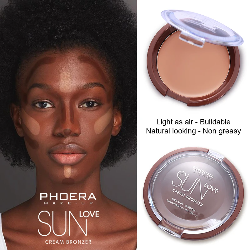 PHOERA Long-lasting Brighten Bronzers Concealer Cream Highlighter Face Makeup Shimmer Glow Facial Shiny Cosmetic Concealer TSLM2