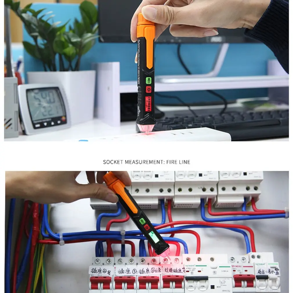 Non-Contact LCD Digital Induction Test Pencil 12-1000V Electric Voltage Tester Pen With Triple Alarm Flashlight