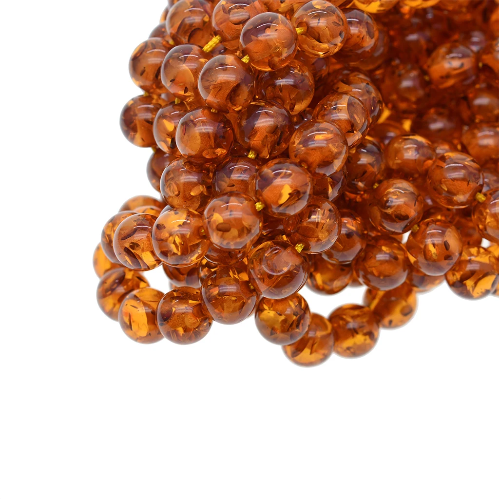 Synthesis Amber Round Charm Loose Beads Strand Jewelry Making 8mm Honeybrown