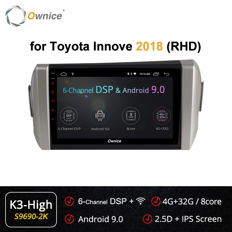 S9690-2 K3 HIGH Ownice Android 9,0 8 ядерный " 2 DIN k3 k5 k6 для Toyota Innova 360 Panorama DSP 4G LTE SPDIF автомобильный стерео gps плеер - Цвет: S9690-2 K3 HIGH
