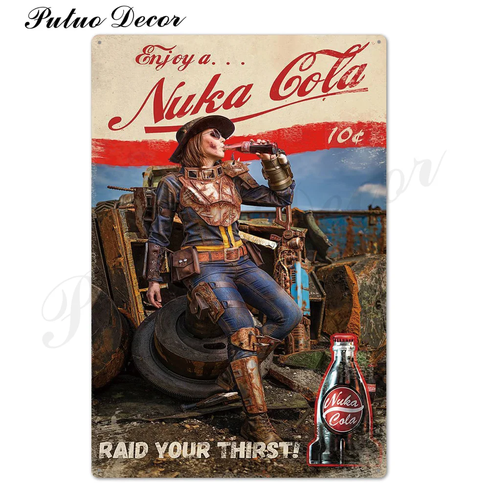 TH3337 Nuka Cola металлическая вывеска, винтажная Оловянная табличка, металлическая винтажная, для паба, Ретро Декор стены для бара, паба, клуба, человек, пещера, металлические плакаты - Цвет: TH3337