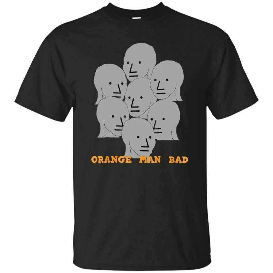 Npc Meme рубашки серые жизни группа Think Orange Man Bad Black футболка Размер Summer летняя