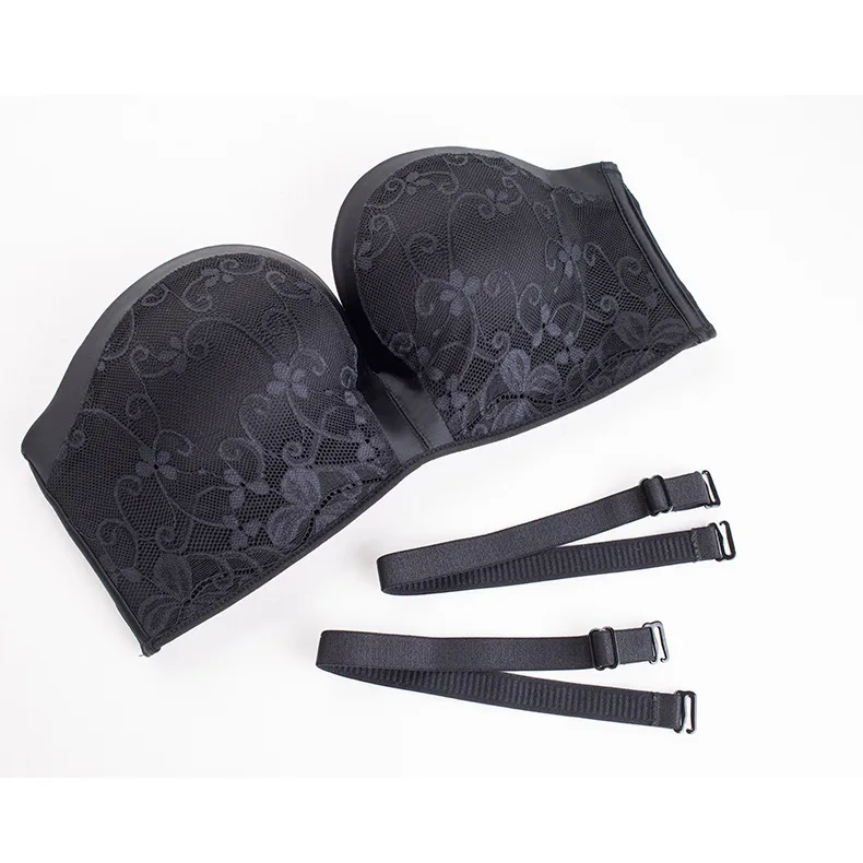 Push Up Bra Top Bras For Women Underwear Girl Strapless Bralette Invisible Bra Intimates Backless Solid Sexy Lingerie Brassiere - Цвет: Черный
