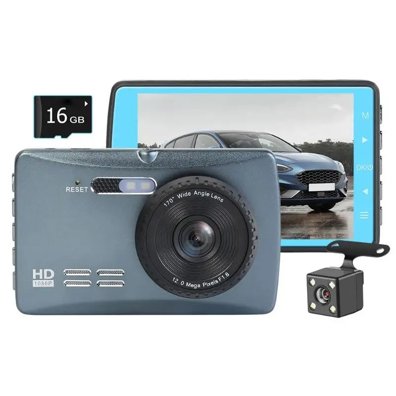 V6 3,6 дюймов ЖК-экран Автомобильный видеорегистратор Камера HD 1080P Dashcam запись цифровой видеорегистратор - Название цвета: with 16GB TF