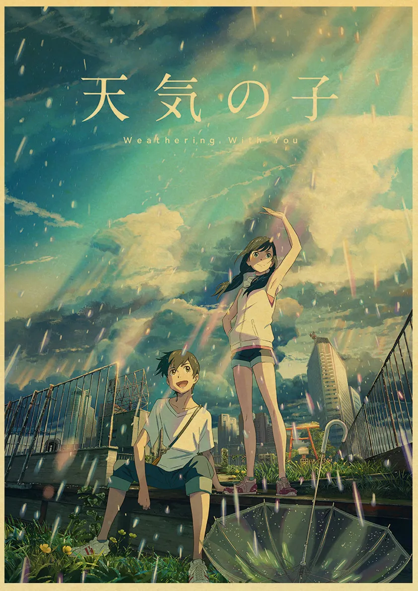 Makoto Shinkai фильм выветривание с вами Ретро плакаты японский унисекс Декор крафт-бумага Детская Спальня Декор