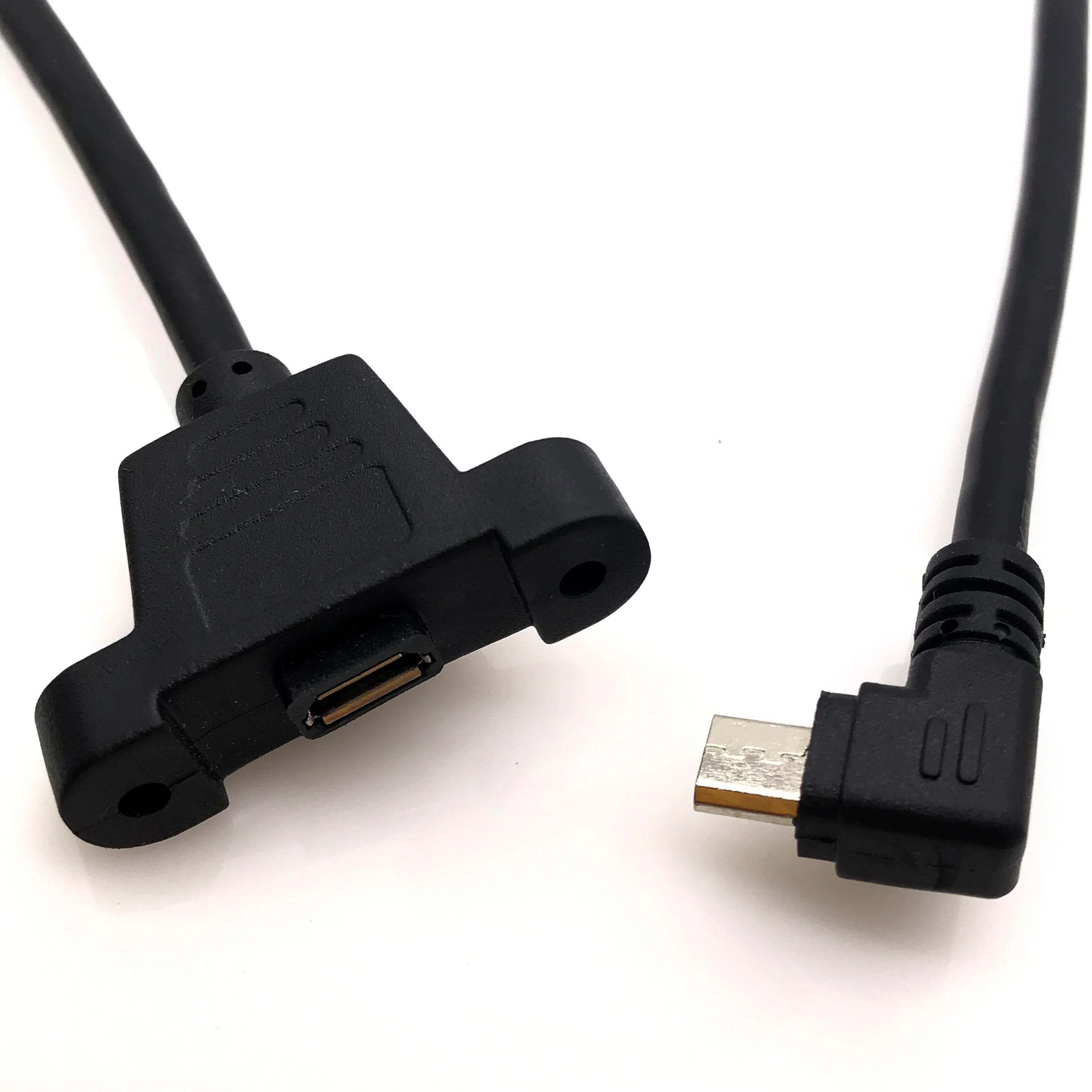 Micro USB 2,0 разъем для USB 2,0 Женский левый и правый 90 градусов удлинитель 30 см 50 см с винтами отверстие для крепления панели