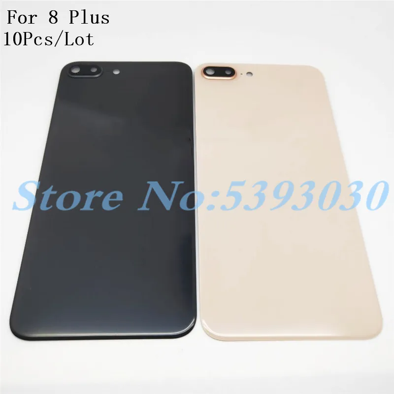 10 шт./лот, новинка, для Apple iPhone 8 Plus, iPhone8+ Plus, задняя крышка батареи, стеклянный корпус, чехол+ объектив для рамы камеры+ логотип