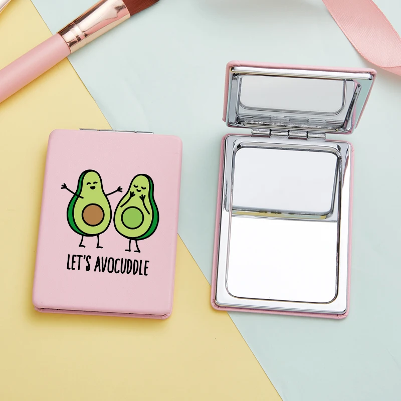 80431 Pink-s Прямоугольное портативное зеркало для макияжа маленькое милое портативное складное студенческое двойное зеркало - Цвет: 80431 Pink-s