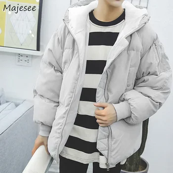 

Parkas Men 2020 Winter Zipper Leisure Pockets Hooded Winter Thicker Solid Simple All-match Parka Mens Harajuku Trendy Outerwear