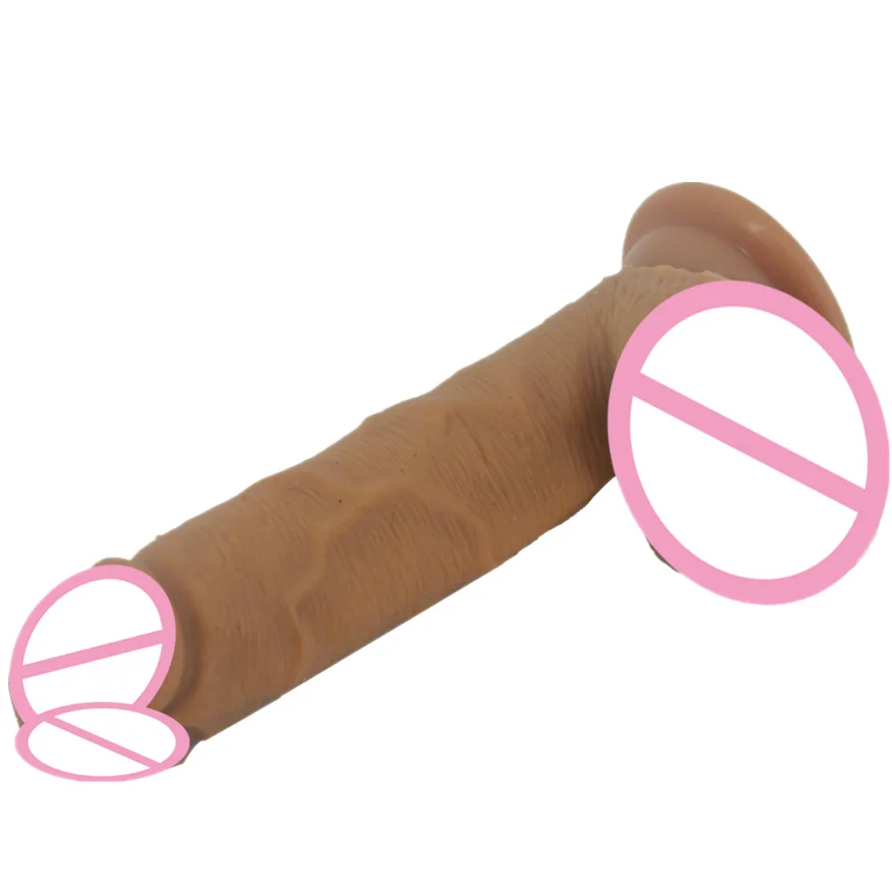 Реалистичный большой фаллоимитатор всасывающий мягкий силиконовый