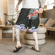 0718 Повседневное Vinage японский уличная одежда с коротким для Для мужчин большой размер, свободного кроя с принтом Harajuku уличной моды Для мужчин для девочек; Детские шорты; сезон лето