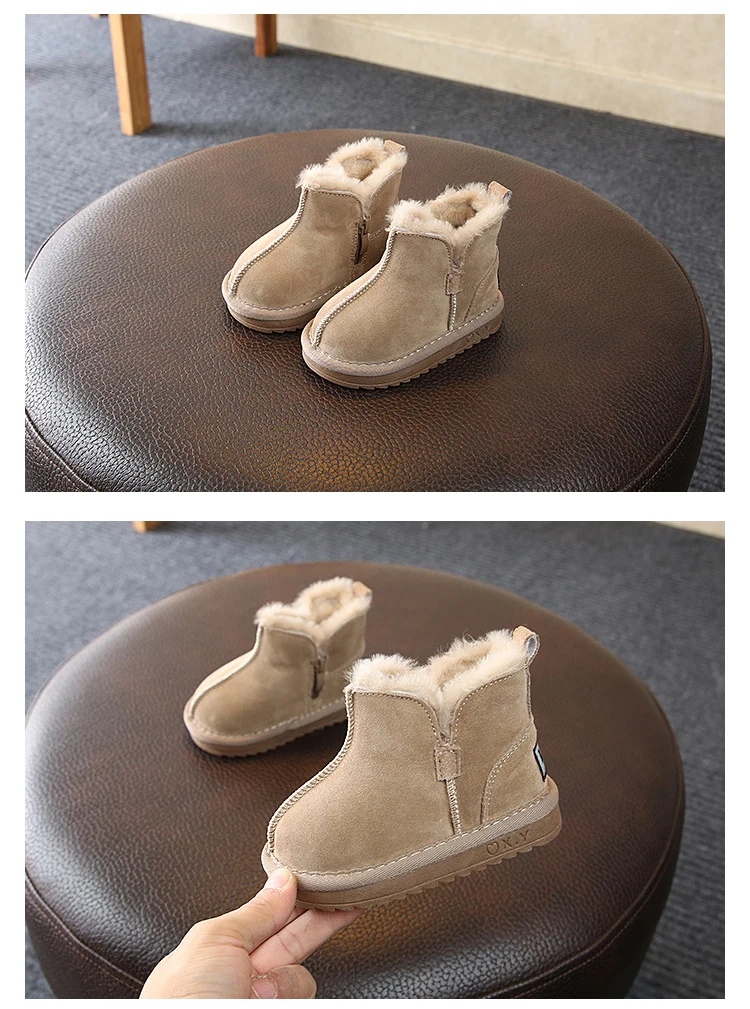 Г. Зимние детские зимние ботинки теплые хлопковые ботинки из кожи и шерсти для девочек Нескользящие ботинки для мальчиков детская обувь с мягкой подошвой для малышей