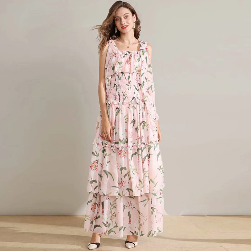 Красный RoosaRosee осенние Дизайнерские Длинные Maxi Dress Vestidos Для женщин ремешок с цветочным принтом в стиле «Бохо платья Элегантный женский праздничный халат Femme - Цвет: color