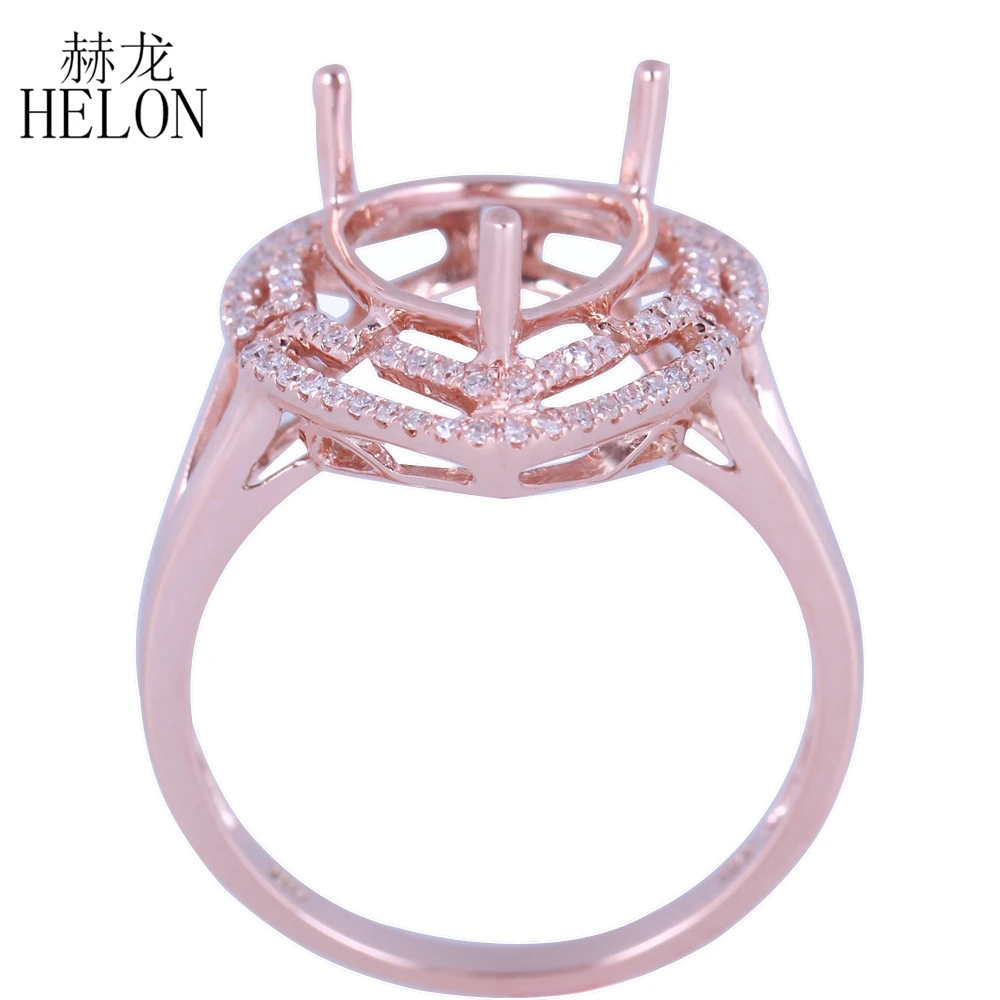 HELON 11x9-11x10мм груша твердая 14 к розовое золото AU585 женские ювелирные изделия помолвка Свадебные натуральные бриллианты полу крепление кольцо Установка