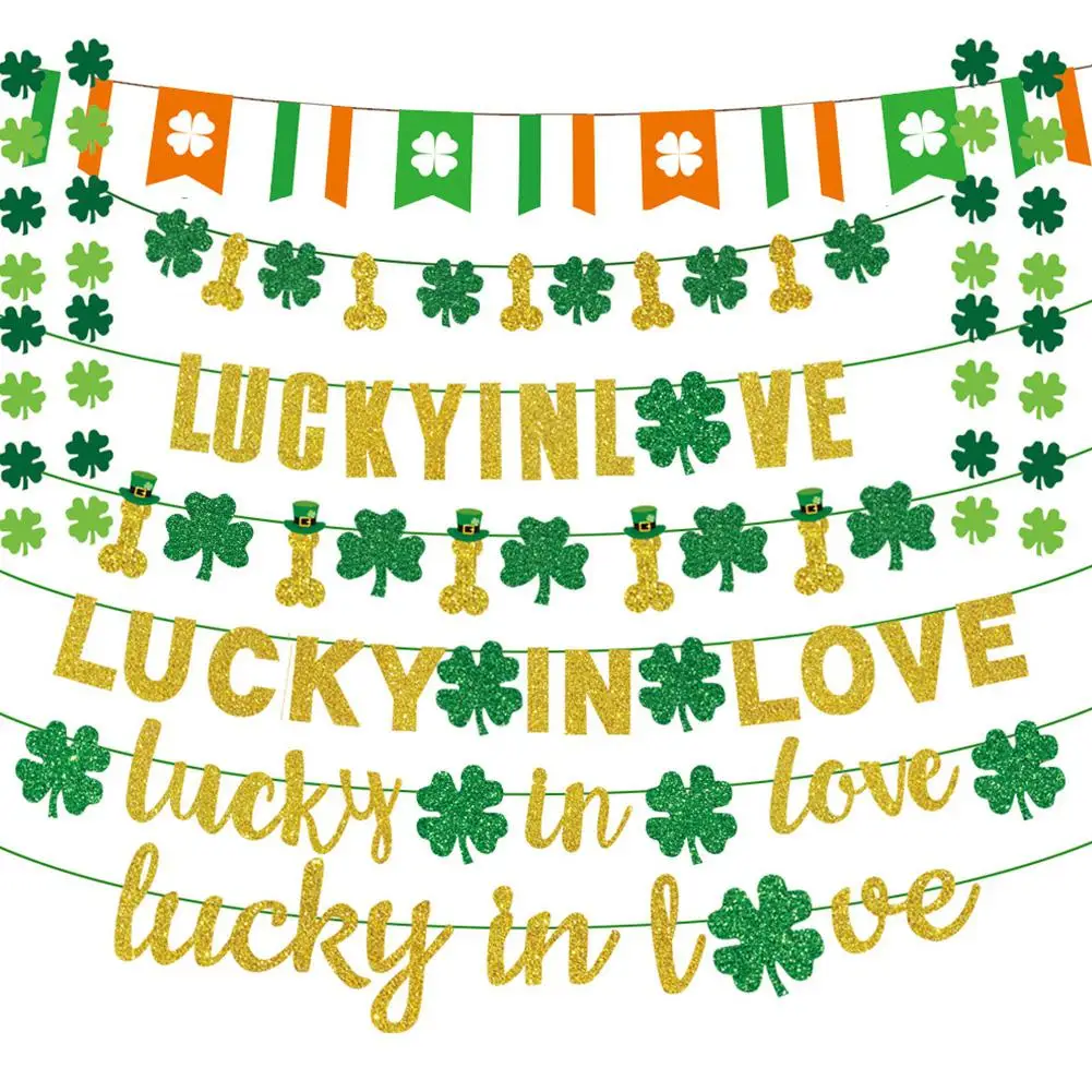 Баннер в виде листьев клевера для украшения Дня Святого Патрика Ирландском стиле
