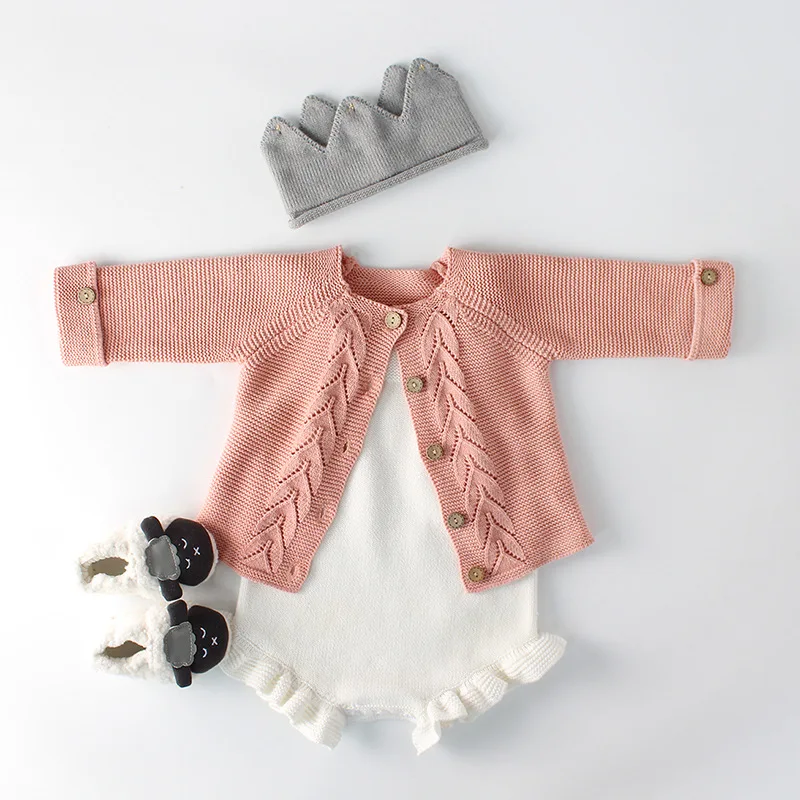 Детский комбинезон с пальто осень вязаный, для новорожденных, одежда для самых маленьких, костюм со свитером, хлопчатобумажное пальто, комбинезон для детей