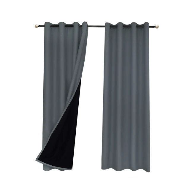 Aitssehome- Cortinas Opacas, Blackout, Térmicas Aislantes del Frio y del  Calor, 2 Piezas con Anillos Plateados - AliExpress