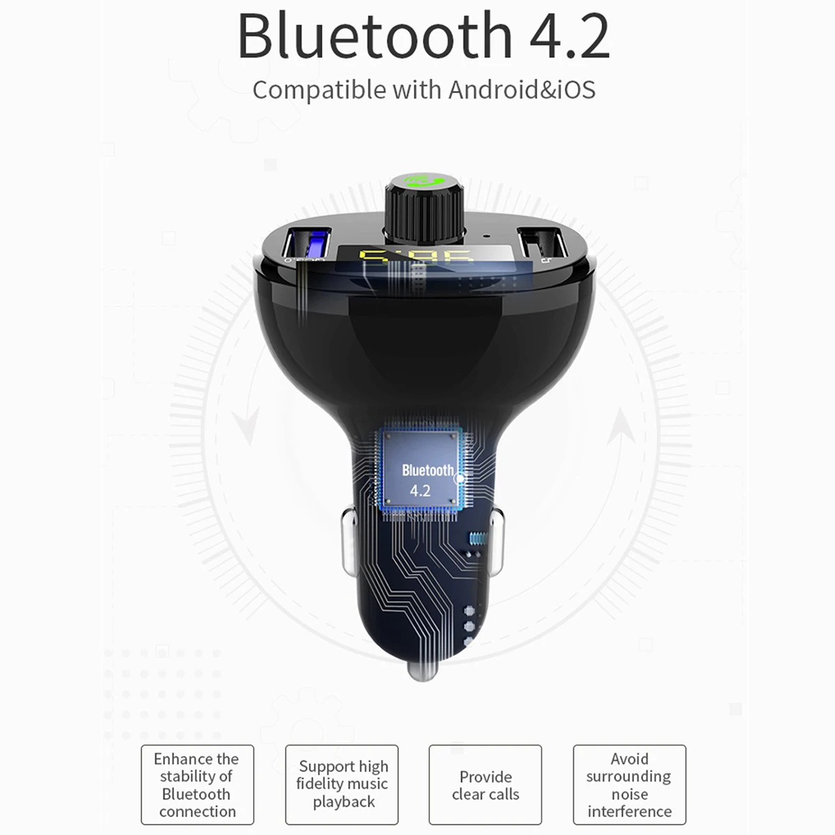 Bluetooth fm-передатчик быстрое зарядное устройство 3,0 Автомобильный MP3 аудио музыкальный плеер двойной USB Радио модулятор Автомобильный комплект
