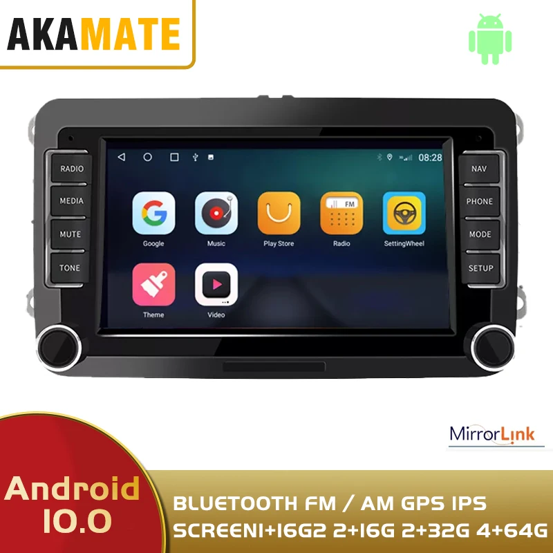 Автомагнитола на Android мультимедийный видеоплеер с GPS Bluetooth FM/AM 7 дюймов для VW 2din