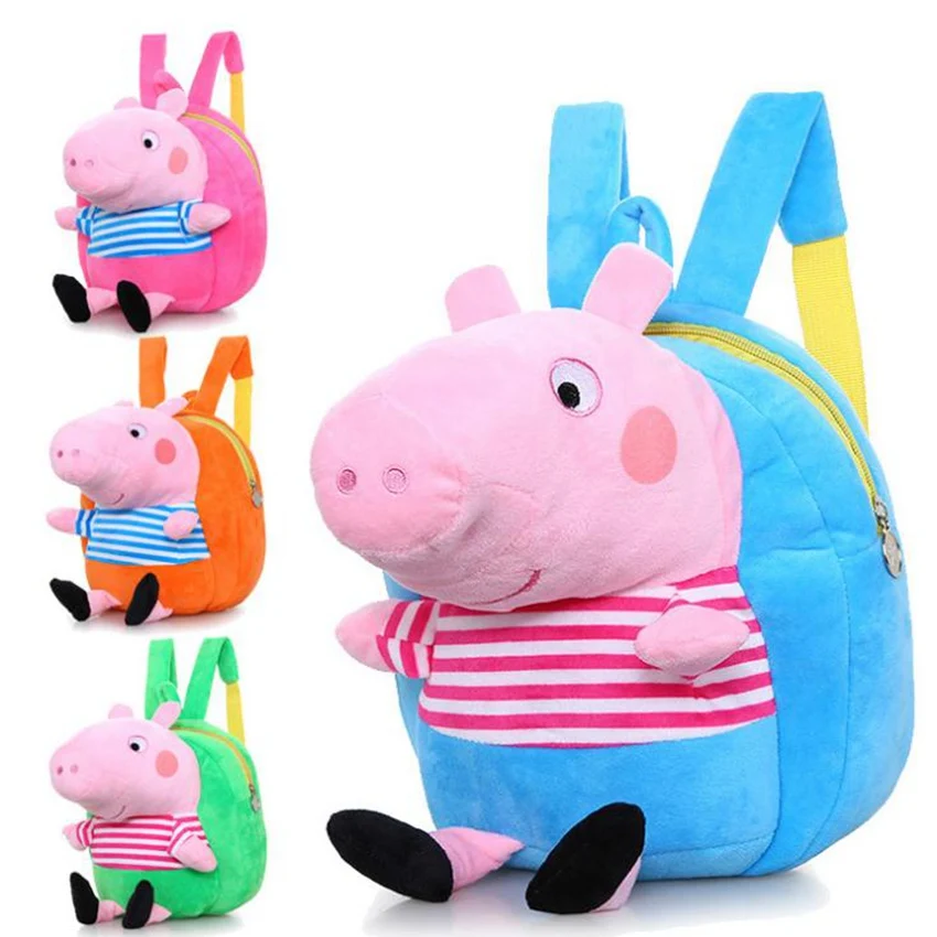 24 см Свинка Пеппа Плюшевые игрушки Kawaii Peppa Джордж Рюкзак Школьные сумки мультфильм Мягкие плюшевые куклы для детей подарок на день рождения