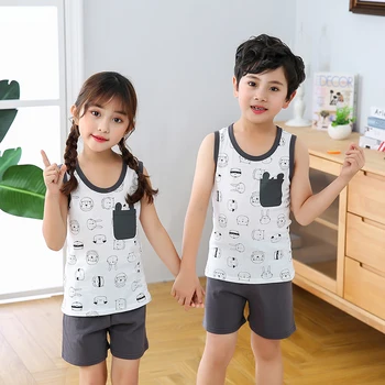 

Summer Children's Pajamas Baby Boy Clothes Cotton Pyjamas Kids T-shirt+Shorts 2pcs Cartoon Pajamas For Girls Boys Sleepwear Sets
